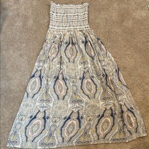 Gypsy05 pure paisley strapless ruched maxi dress silk